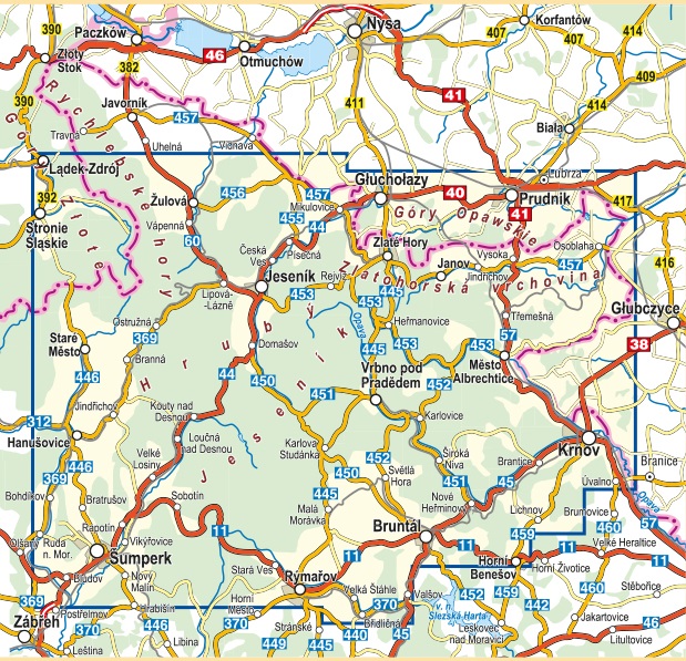 zasięg mapy Jesioniki